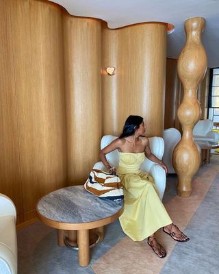 Light yellow bandeau dress