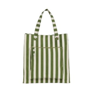 Whistles green and white stripe tote bag