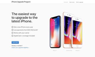 Screenshot of the iPhone Upgrade Program web page