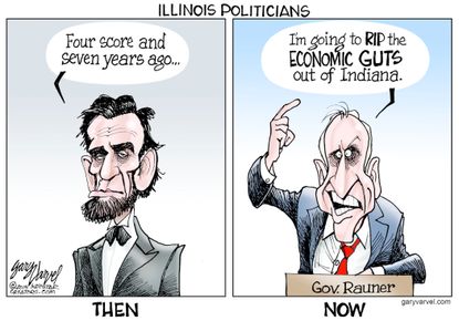 Political cartoon U.S. Illinois Rauner