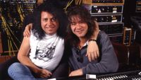 Photo of Eddie VAN HALEN and Steve LUKATHER and Eddie VAN HALEN; L-R. Steve Lukather, Eddie Van Halen