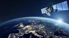 Satellite around earth.