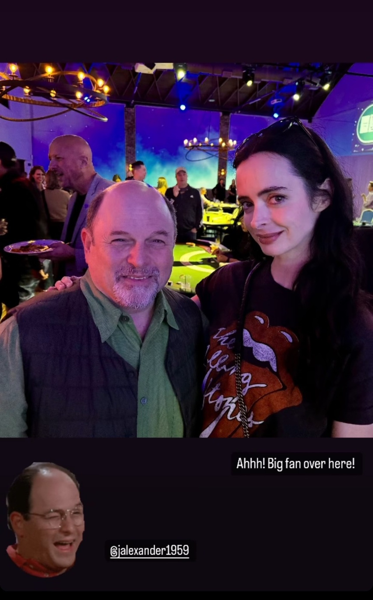 Krysten Ritter posing with Jason Alexander