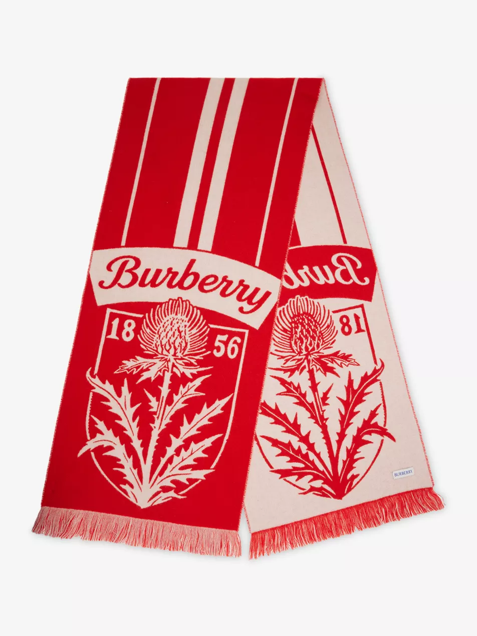 Thistle Shield Football-Motif Wool Scarf