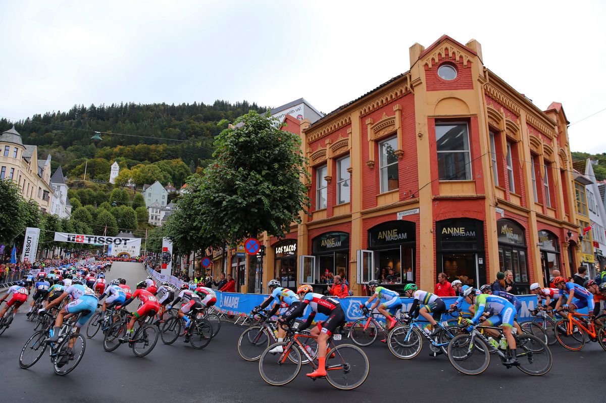 The riders out on the Bergen course