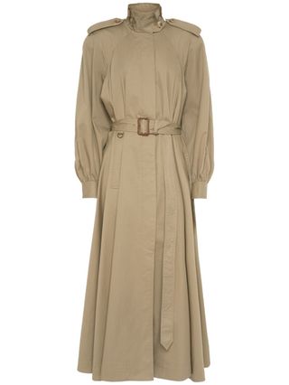 Cotton Gabardine Long Trench Coat - Chloé - Women - Brown/beige - 36 Fr