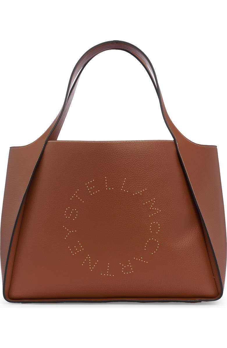 Studded Logo Faux Leather Tote