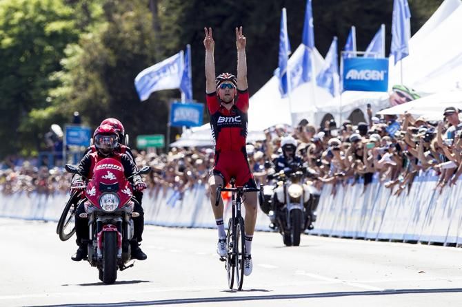 Taylor Phinney (BMC) celebrates his impressive solo victory on stage five
