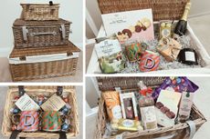 A selection of homemade DIY hampers including small, medium and large ideas
