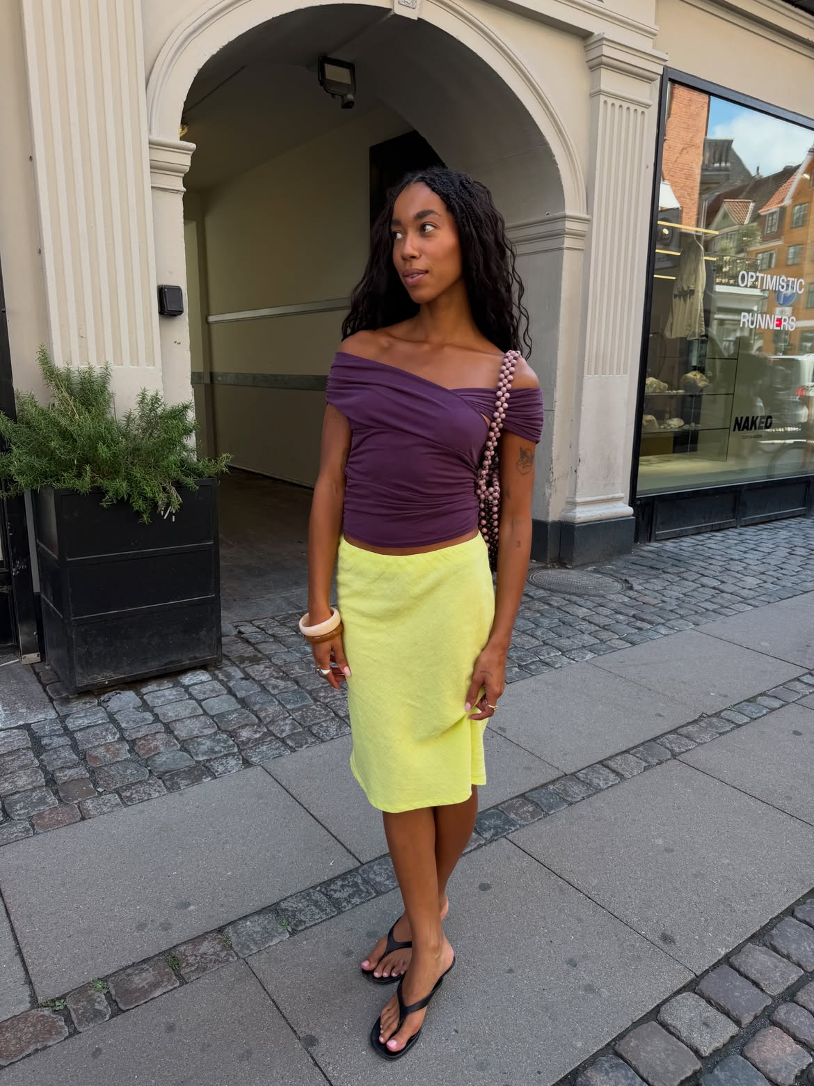 Amaka Hamelijnck in a purple top
