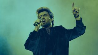 George Michael on stage at Wembley Arena in 1987