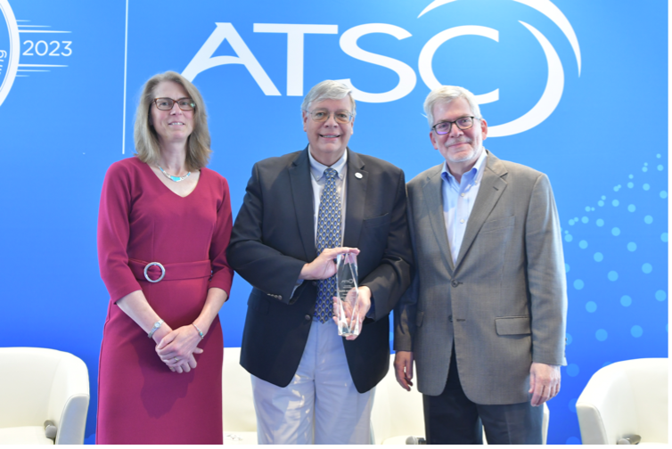 ATSC president Madeleine Noland, Glenn Reitmeier and ATSC board chair Richard Friedel.