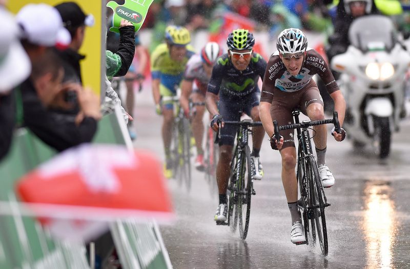 Romain Bardet (Ag2r) sprints for bonus seconds