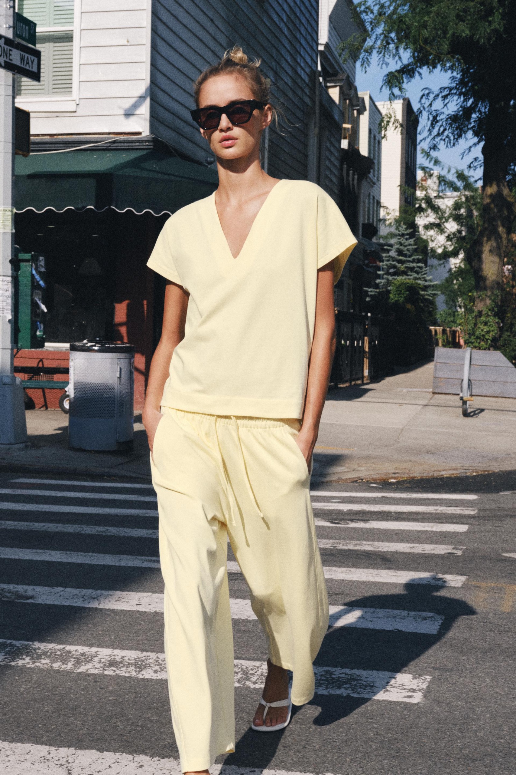 Straight Leg Pants - Yellow - S