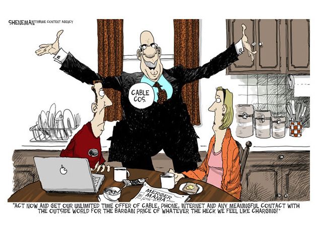 Editorial cartoon Comcast Time Warner