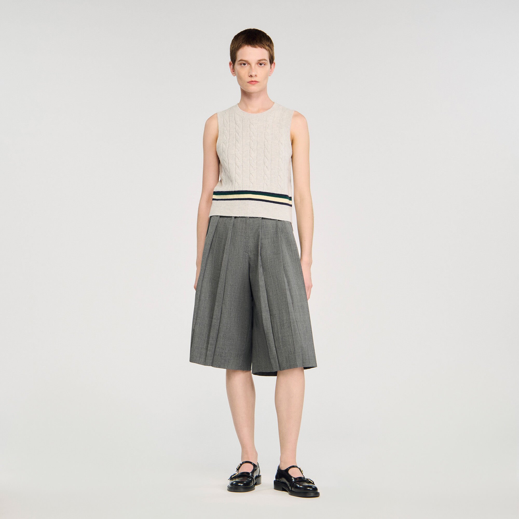 Pleated Long Shorts
