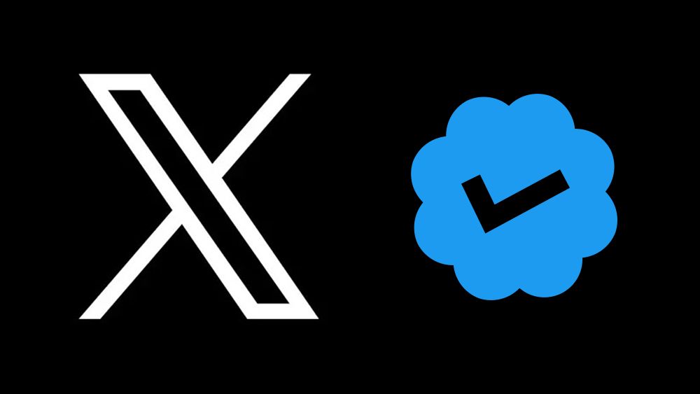 X logo and X blue checkmark