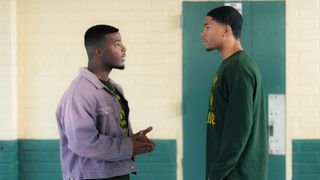 Daniel Ezra as Spencer James and Taiv Lee as Deion talking in All American season 6 episode 11