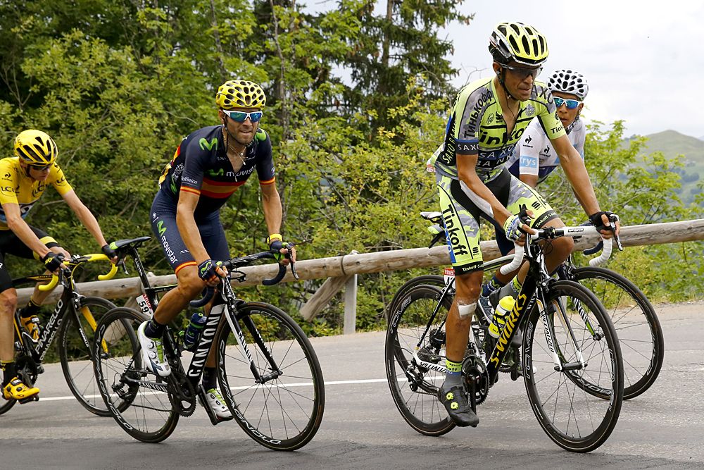 Alberto Contador (Tinkoff-Saxo) and Alejandro Valverde (Movistar)
