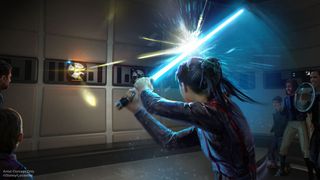 A look into what "lightsaber training" might look like on Disney's Galactic Starcruiser.
