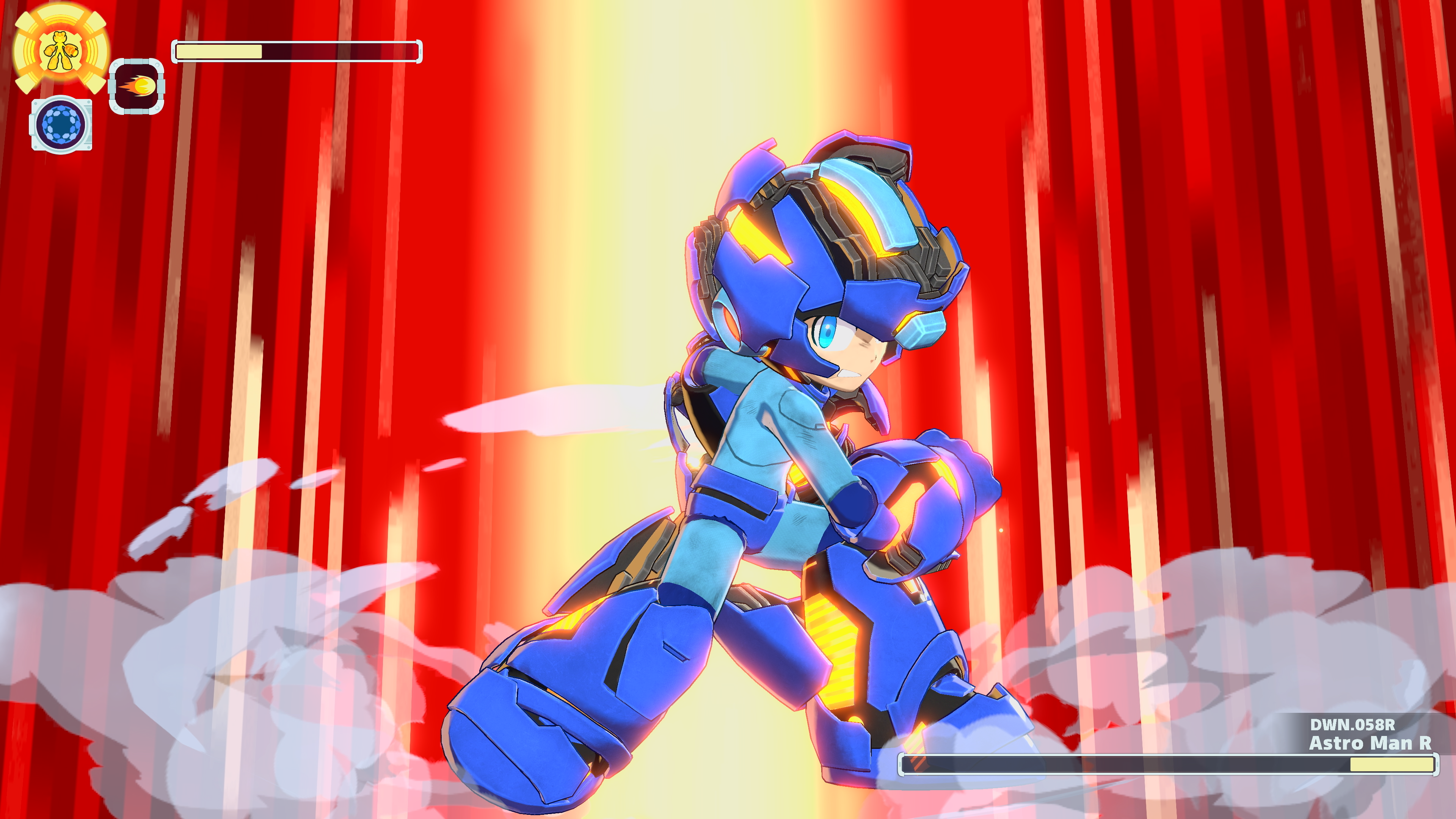 Screens from a retro modern Mega Man game