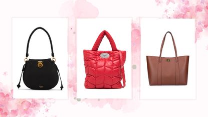Three Mulberry bags on offer: Bayswater in Tan, Softie in Red and Iris small in black
