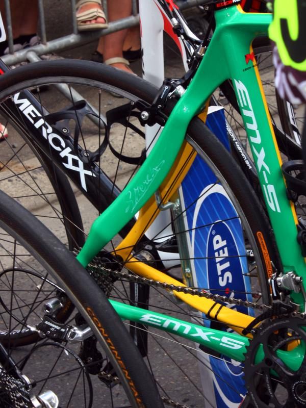 Eddy Merckx himself signed this frame before it was delivered to Stage 3 GC leader Sylvain Chavanel (Quick Step).