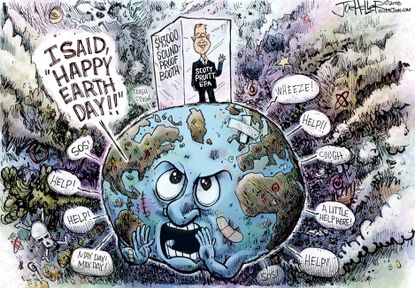 Political cartoon U.S. Earth Day Scott Pruitt EPA spending