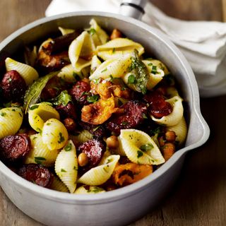 Conchiglie with Chorizo Chickpeas and Roasted Butternut Squash