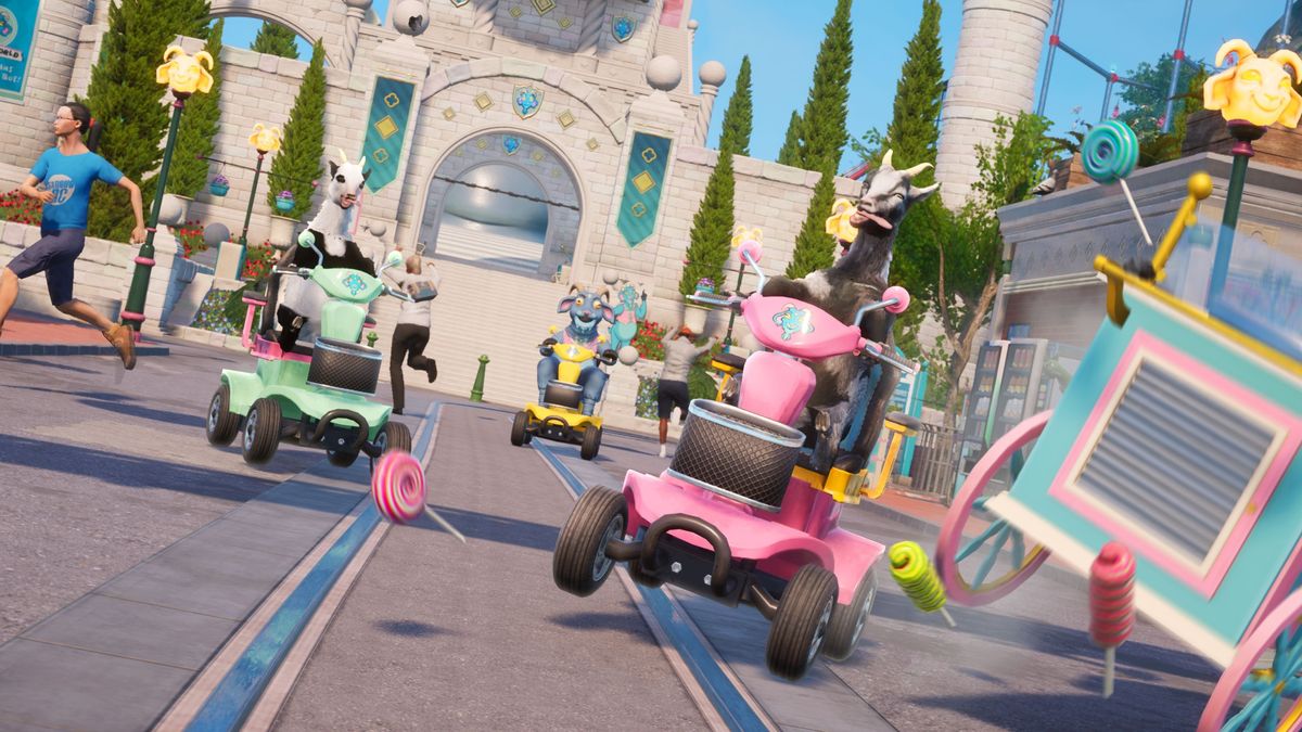 Images from Goat Simulator 3 Dizzyworld of a theme park