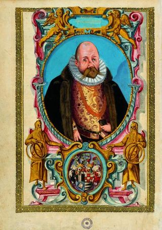 This is a watercolour of Tycho Brahe from around 1600 as he looked shortly before his death. His bushy mustache and slightly deformed nose with its prosthesis are visible. Both have been analyzed by the research team.