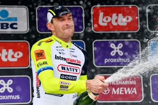 Alexander Kristoff celebrates his win in Scheldeprijs