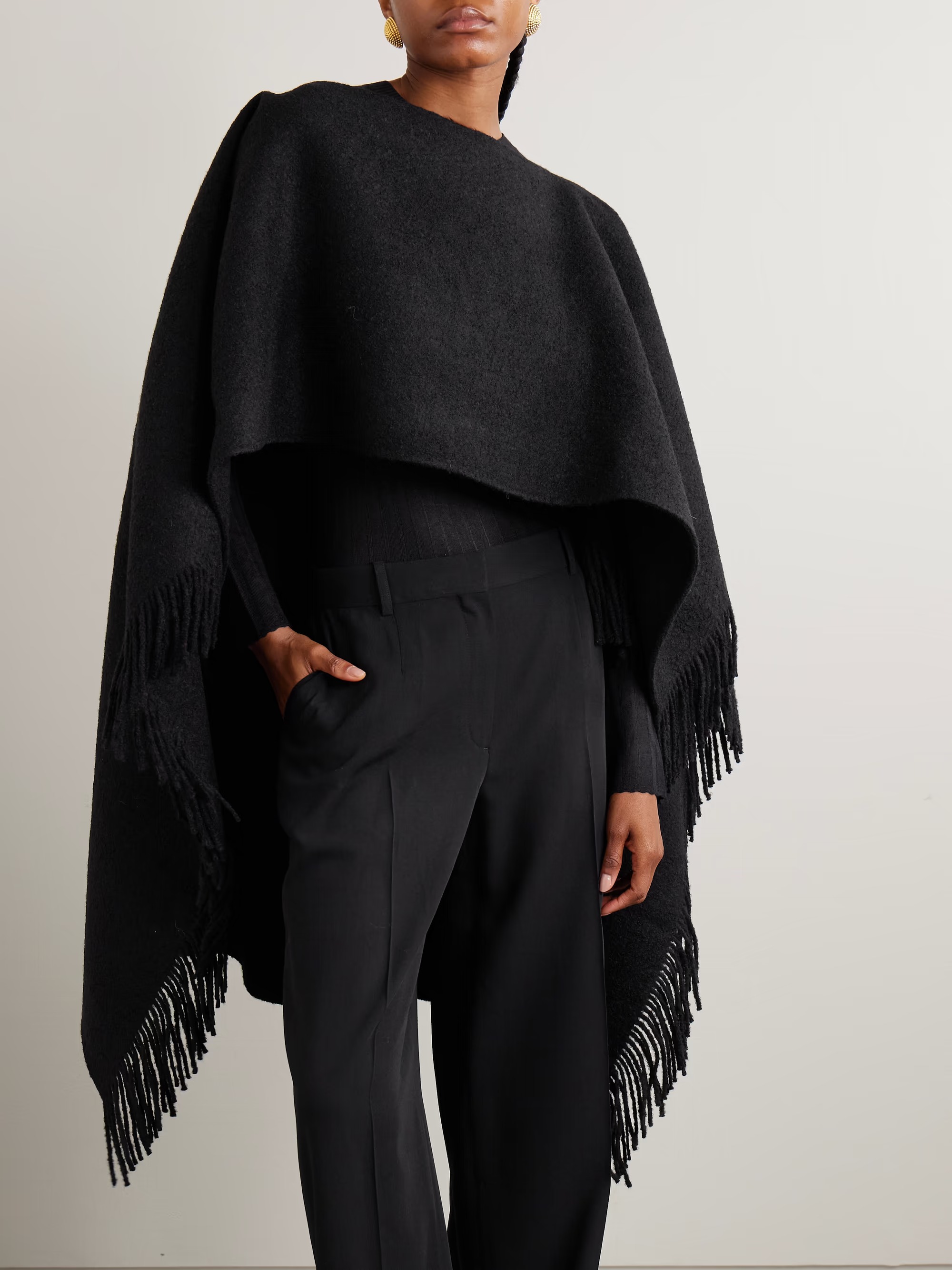 Toteme, Fringed wool-blend poncho