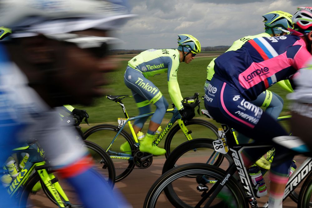 Alberto Contador rides in the bunch during stage 2 at Paris-Nice.