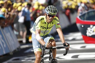 Alberto Contador crosses the line on stage five of the Tour de France (Sunada)