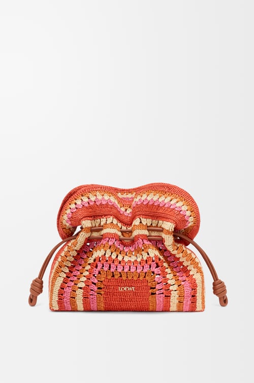 Medium Flamenco Clutch in Raffia and Calfskin