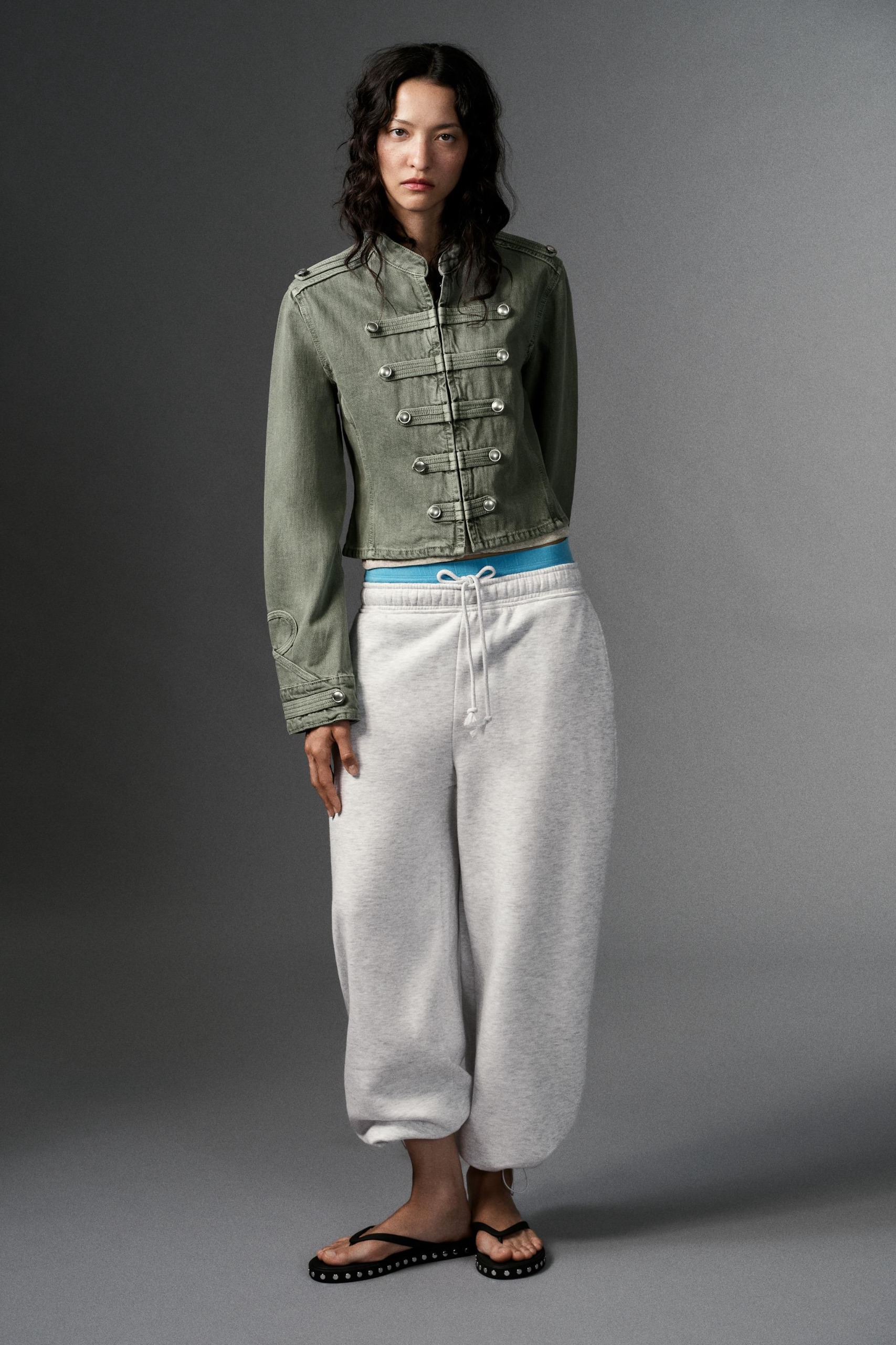Fitted Button Jacket - Green - Xs