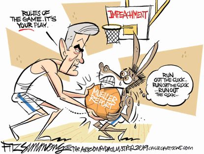 Political Cartoon U.S. Mueller Trump Democrats Basketball Impeachment Report