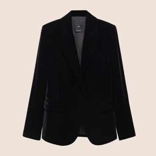 flat lay image of a black blazer 