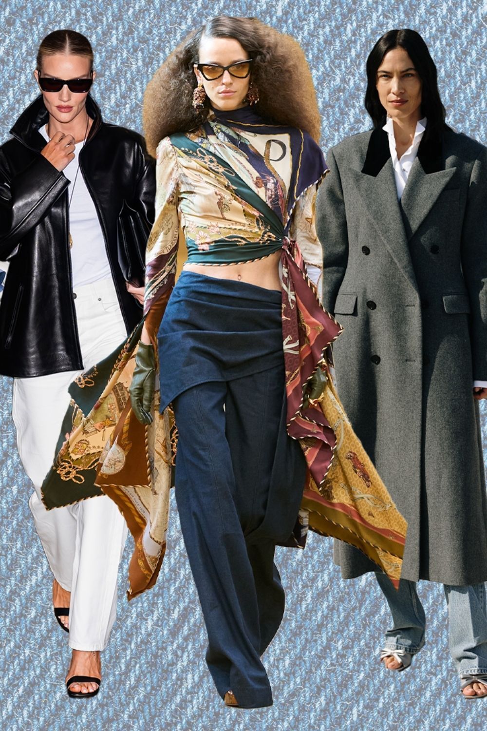 A selection of jeans trends on the autumn/winter 2026 runway and on celebrities
