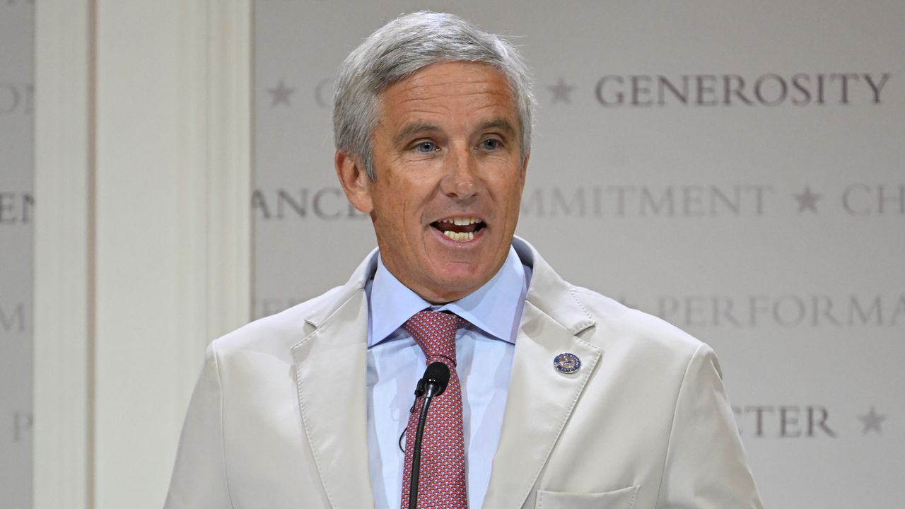 Jay Monahan speaks during the Payne Stewart Award Ceremony