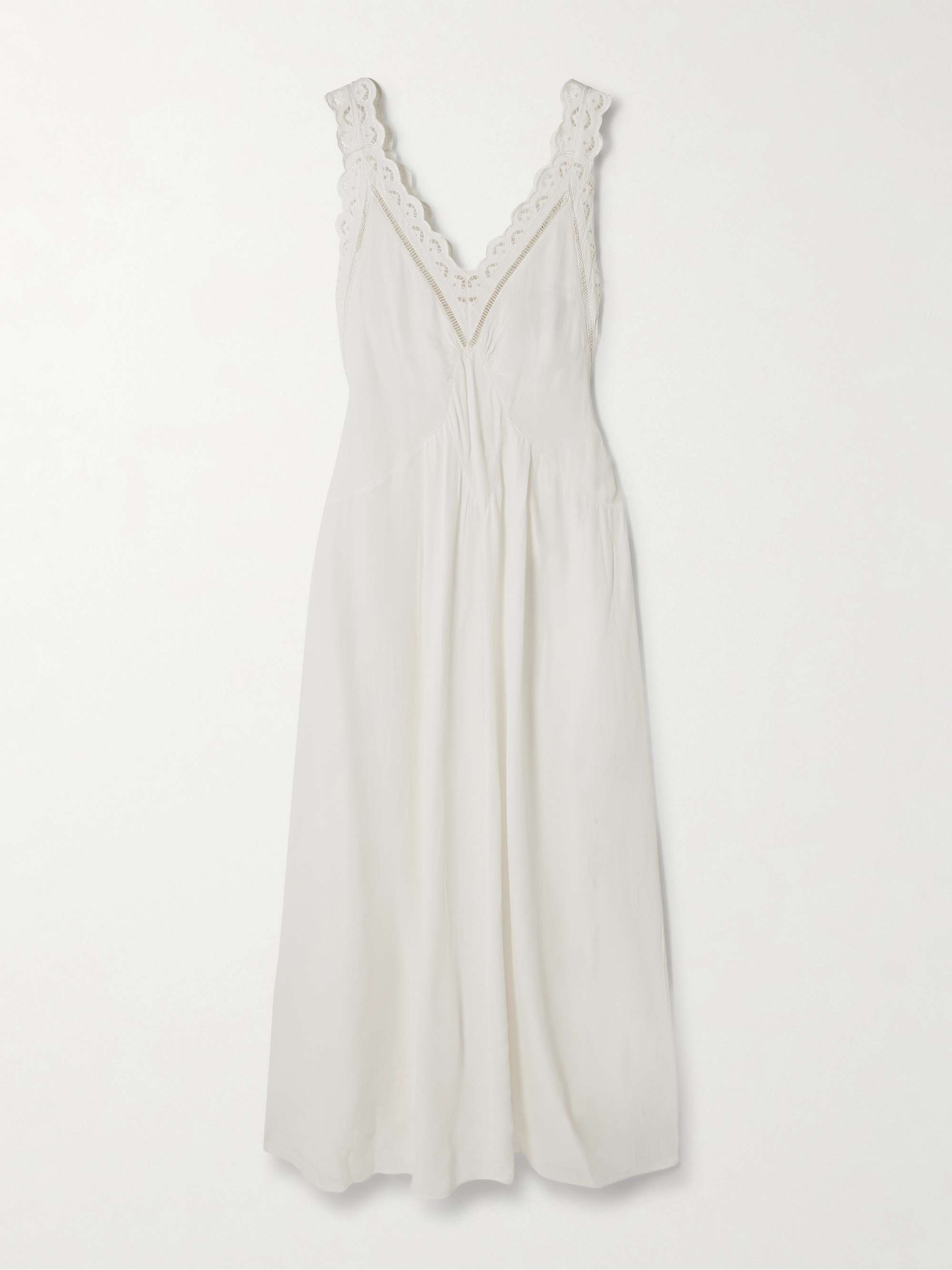 Freda Broderie Anglaise-Trimmed Crepe Maxi Dress