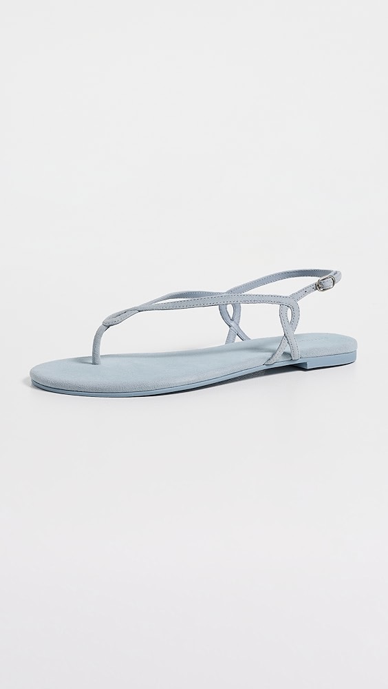 Reformation Luna Flat Sandals - Mist Suede
