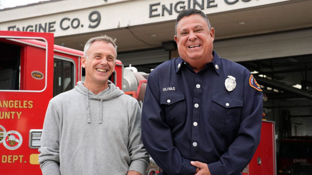 David Eigenberg and Capt. Dan Olivas for LA Fire &amp; Rescue