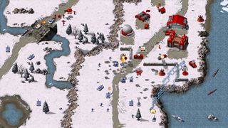 An image showing a sprawling Soviet base in Command and Conquer Remastered.
