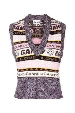 GANNI graphic knitted vest