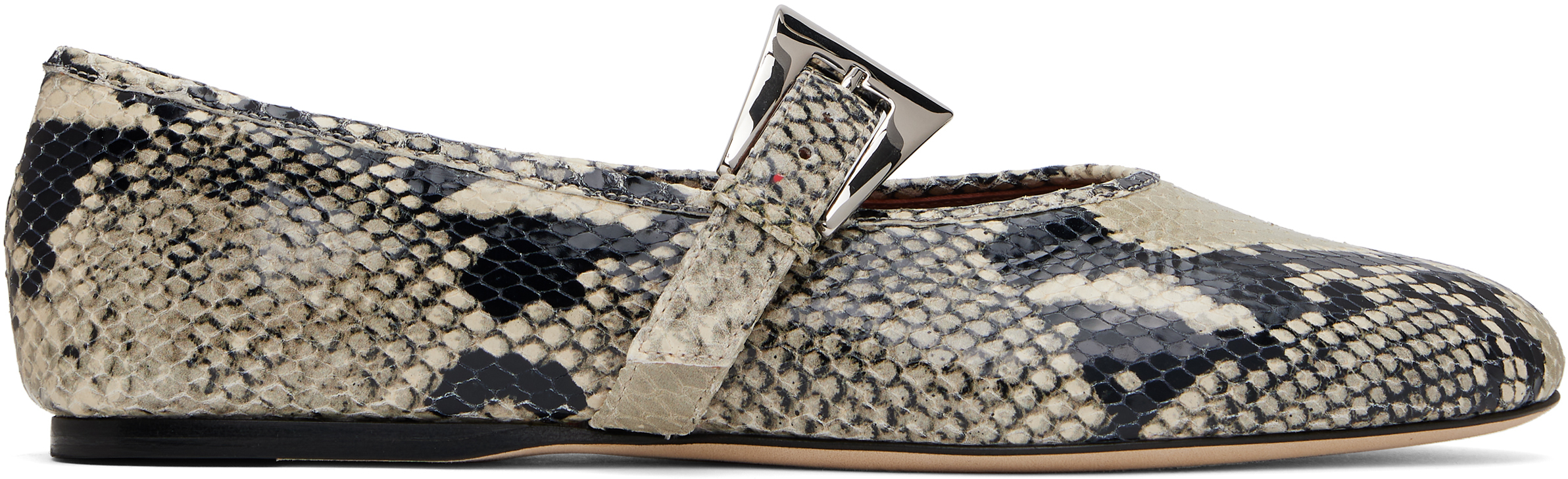 Black & White Sveva Buckle Ballerina Flats
