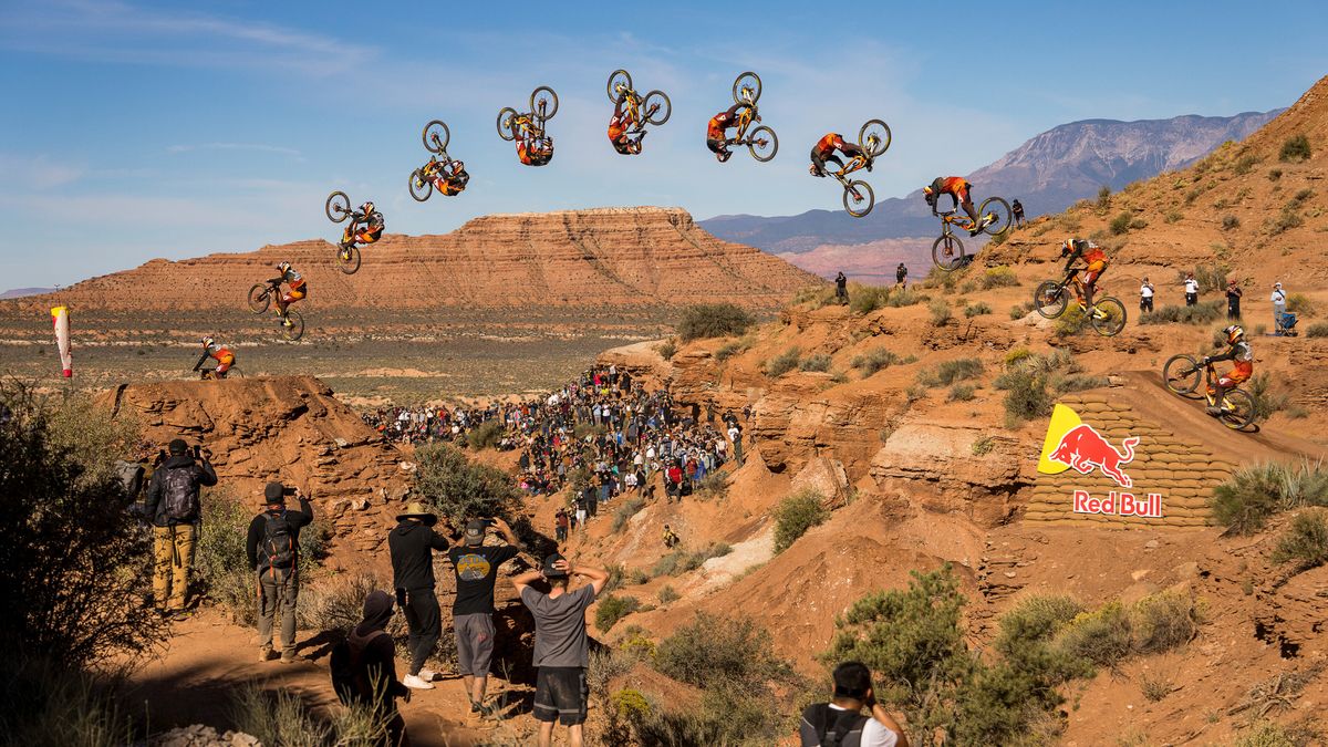 Bienvenido Aguado Alba front flips at Red Bull Rampage 