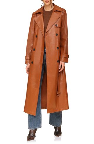 Faux Leather Trench Coat