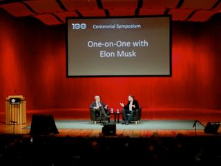 SpaceX founder Elon Musk (right) with the Massachusetts Institute of Technology's Jaime Peraire during an interview on Oct. 24, 2014.